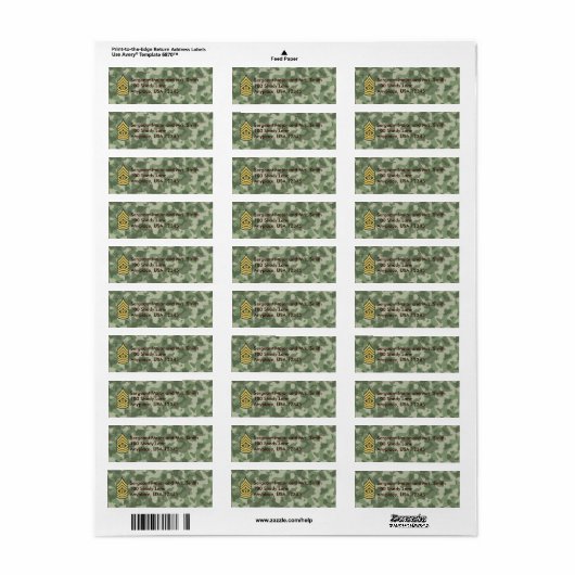 Leger Cmd sergeant majoor Camo Etiket (Full Sheet)