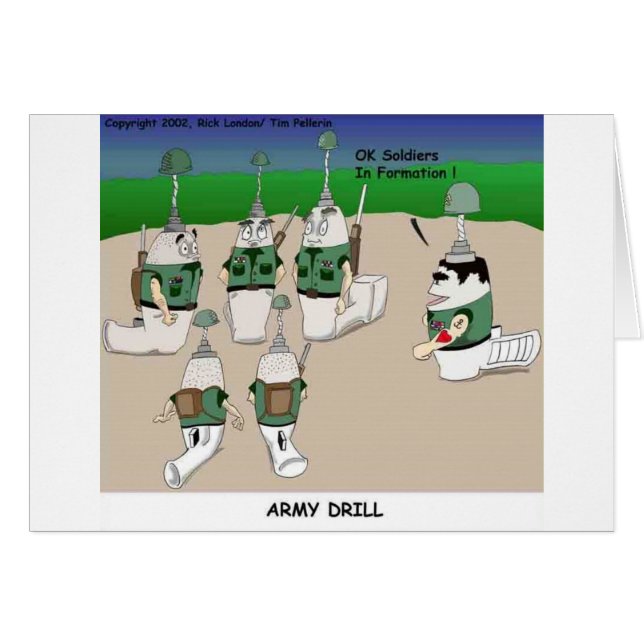 Leger Drill Grappige Cartoon Cadeaus T-shirts & Ve (Voorkant Horizontaal)