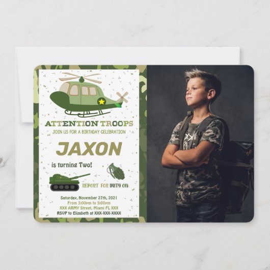 Leger foto uitnodigingen (Voorkant)