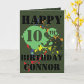 Leger Green Paintball Theme Name & Age Birthday Kaart (Gele Bloem)