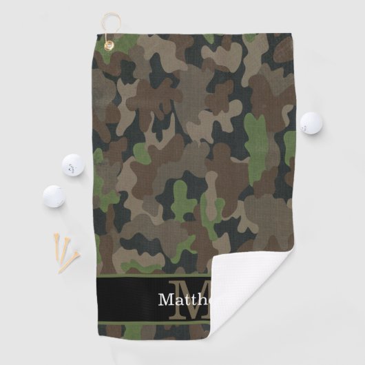 Leger Groene Camo Militaire Jager Initiaal Monogra Golfhanddoek (Insitu)