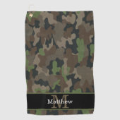 Leger Groene Camo Militaire Jager Initiaal Monogra Golfhanddoek (Voorkant)