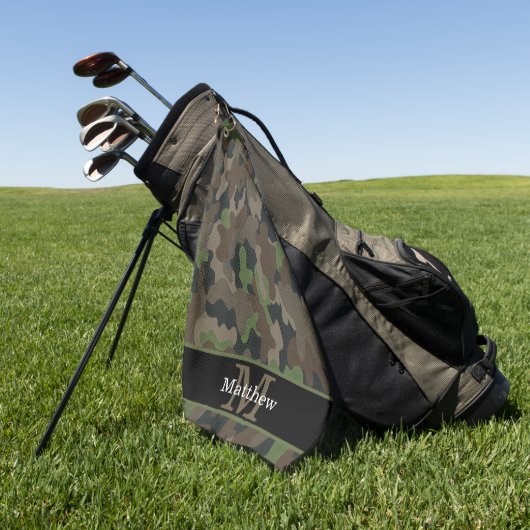 Leger Groene Camo Militaire Jager Initiaal Monogra Golfhanddoek (Groen)