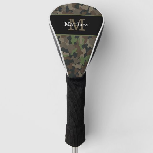Leger Groene Camo Militaire Jager Initiaal Monogra Golfheadcover (Voorkant)
