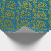 Leger groene damast op torques cadeaupapier (Hoek)