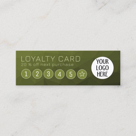 Leger groene Gradient Geometrische Mesh Custom Log Klantenkaartje (Voorkant)