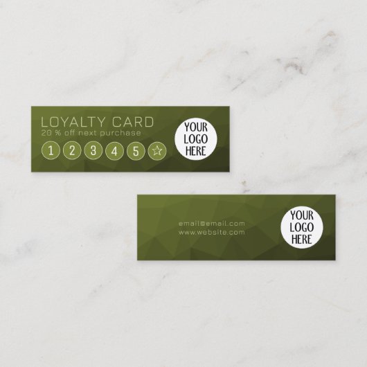 Leger groene Gradient Geometrische Mesh Custom Log Klantenkaartje (Voorkant / Achterkant)