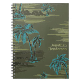 Leger Groene Hawaiiaanse palmbomen met Blauwgroen  Notitieboek