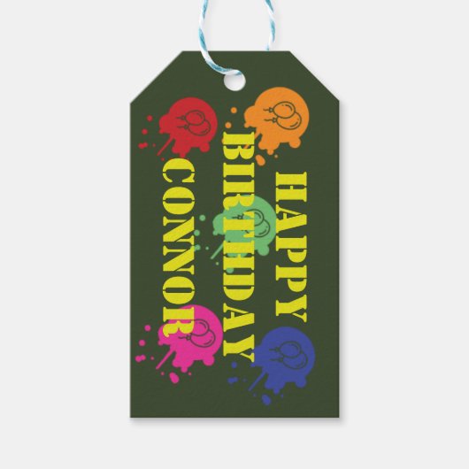 Leger Groene Paintball Party Cadeaulabel (Voorkant)