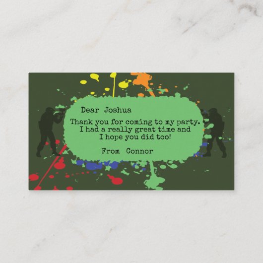 Leger Groene Paintball Party Dank je Advieskaart (Achterkant)