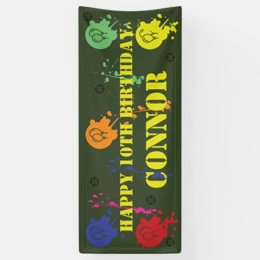 Leger Groene Paintball Party Spandoek (Verticaal)