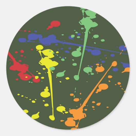 Leger Groene Paintball Party Splatter Ronde Sticker (Voorkant)