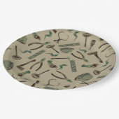 Leger Groene Waterverf Bouwgereedschap Papieren Bordje (Gekanteld)