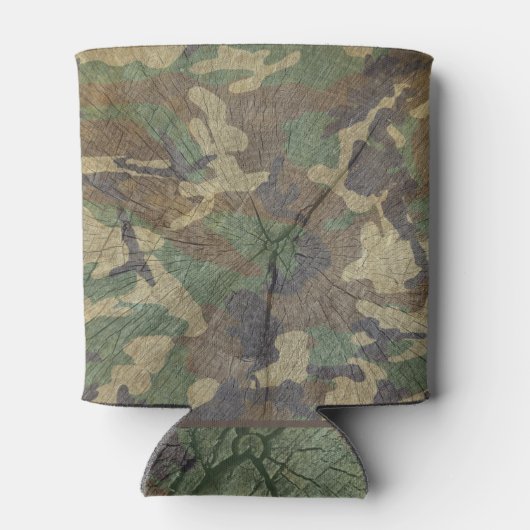 Leger Groene Woodgrain en Camouflage Print Blikjeskoeler (Achterkant)