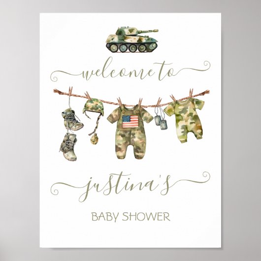 Leger kleine soldaat Clothesline Welkom Teken Poster (Voorkant)