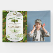 Leger Label Groene Camo Camouflage Militair Welkom Spandoek (Horizontaal)