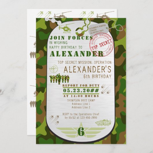 Leger Label Groene Camo Camouflage Militaire Boot  Kaart (Voorkant / Achterkant)