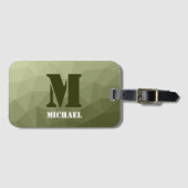 Leger lichtgroen geometrisch gaas patroon Monogram Bagagelabel (Voorkant (horizontaal))