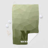 Leger lichtgroen geometrisch gaas patroon Monogram Golfhanddoek (Insitu)