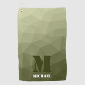 Leger lichtgroen geometrisch gaas patroon Monogram Golfhanddoek (Voorkant)