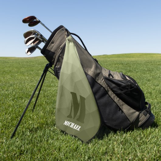 Leger lichtgroen geometrisch gaas patroon Monogram Golfhanddoek (Groen)