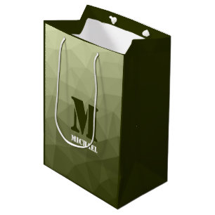 Leger lichtgroen geometrisch gaas patroon Monogram Medium Cadeauzakje
