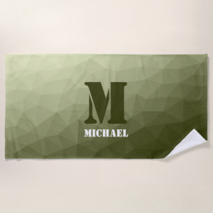 Leger lichtgroen geometrisch gaas patroon Monogram Strandlaken