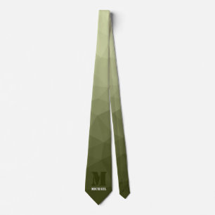 Leger lichtgroen geometrisch gaas patroon Monogram Stropdas