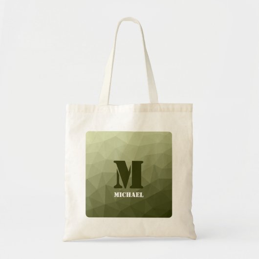 Leger lichtgroen geometrisch gaas patroon Monogram Tote Bag (Voorkant)