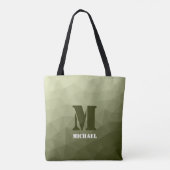Leger lichtgroen geometrisch gaas patroon Monogram Tote Bag (Achterkant)