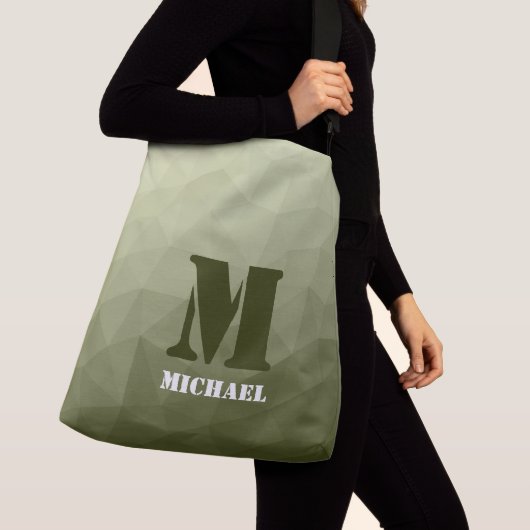 Leger lichtgroen geometrisch gaaspatroon Monogram Crossbody Tas (Dichtbij)