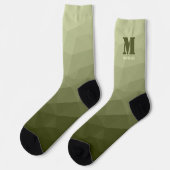 Leger lichtgroen geometrisch mesh patroon Monogram Sokken (Links)