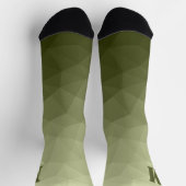 Leger lichtgroen geometrisch mesh patroon Monogram Sokken (Top)