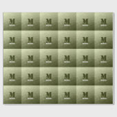 Leger lichtgroen geometrisch meshpatroon Monogram Cadeaupapier (Vlak)