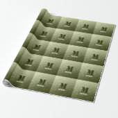 Leger lichtgroen geometrisch meshpatroon Monogram Cadeaupapier (Uitgerold)