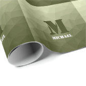 Leger lichtgroen geometrisch meshpatroon Monogram Cadeaupapier (Rol Hoek)