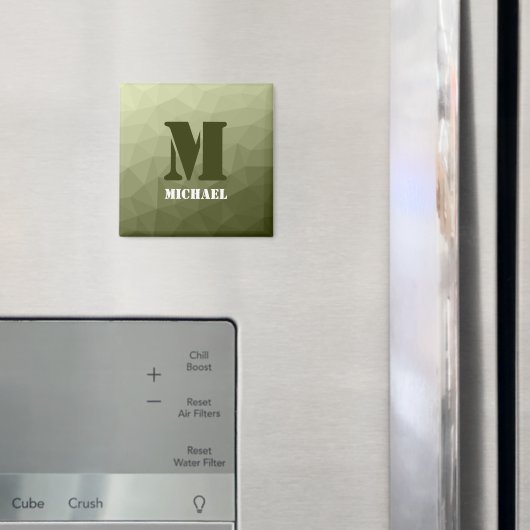 Leger lichtgroen geometrisch meshpatroon Monogram Magneet (Insitu (Koelkast))
