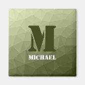 Leger lichtgroen geometrisch meshpatroon Monogram Magneet (Voorkant)
