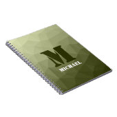 Leger lichtgroen geometrisch meshpatroon Monogram Notitieboek (Rechterzijde)
