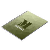 Leger lichtgroen geometrisch meshpatroon Monogram Notitieboek (Linkerzijde)