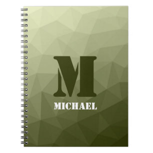 Leger lichtgroen geometrisch meshpatroon Monogram Notitieboek