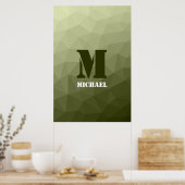 Leger lichtgroen geometrisch meshpatroon Monogram Poster (Keuken)