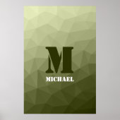 Leger lichtgroen geometrisch meshpatroon Monogram Poster (Voorkant)