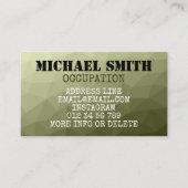 Leger lichtgroen geometrisch meshpatroon Monogram Visitekaartje (Voorkant)