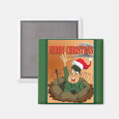 Leger Man Waving with Santa Hat Magneet (Voorkant / Achterkant)
