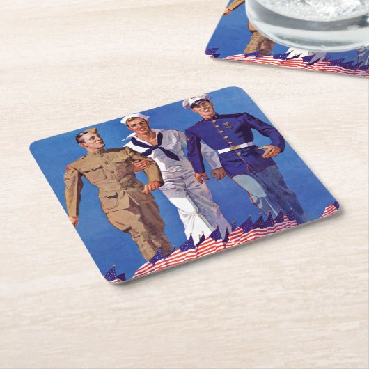 Leger, marine en mariniers kartonnen onderzetters (Schuin)