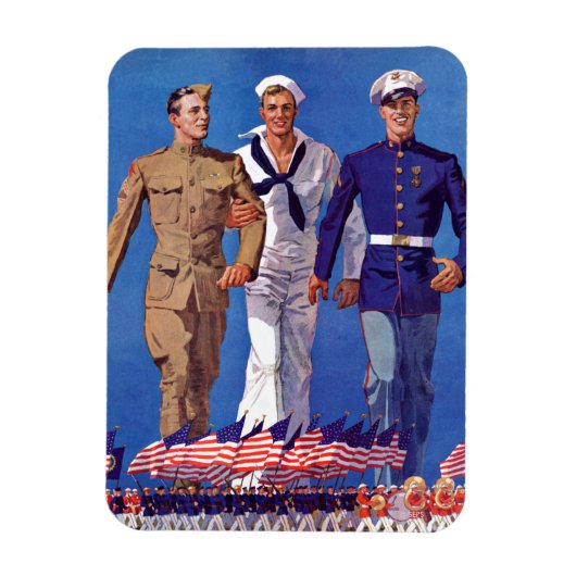 Leger, marine en mariniers magneet (Verticaal)