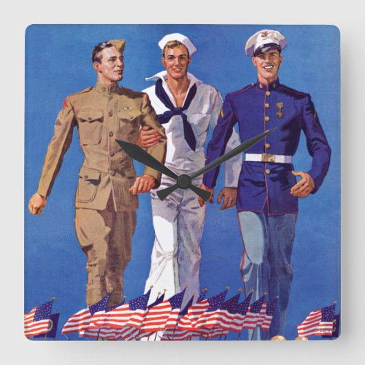 Leger, marine en mariniers vierkante klok (Voorkant)