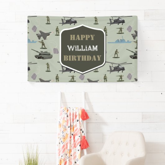 Leger Militaire Camouflage Groen Camo Verjaardag Spandoek (Insitu)