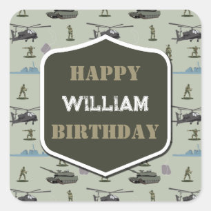 Leger Militaire Camouflage Groen Camo Verjaardag Vierkante Sticker